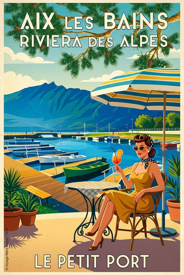 Aix-les-Bains Riviera des Alpes — affiche vintage